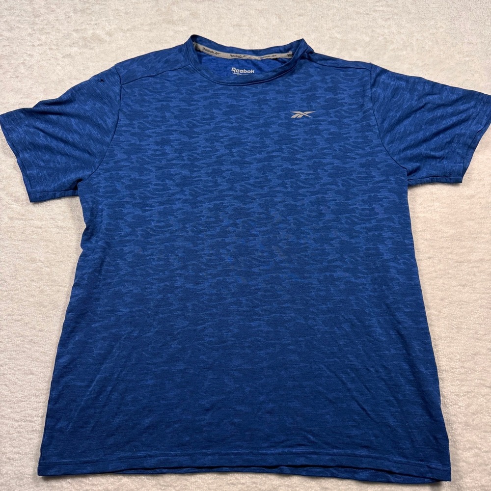Reebok Mens Speedwick Camo T-Shirt‎ Blue Athletic Training Top Medium
